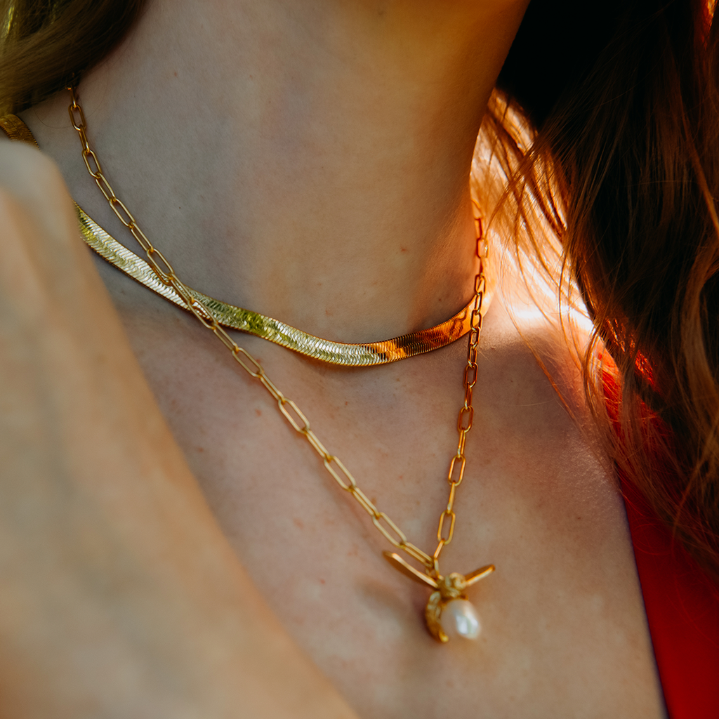 Large Flat Snake Chain Necklace – Ivy Rose London