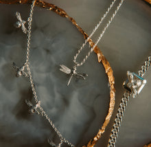 Dragonfly Necklace on Rope Chain Silver