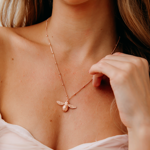 Larger Rose Gold Bumble Bee Necklace