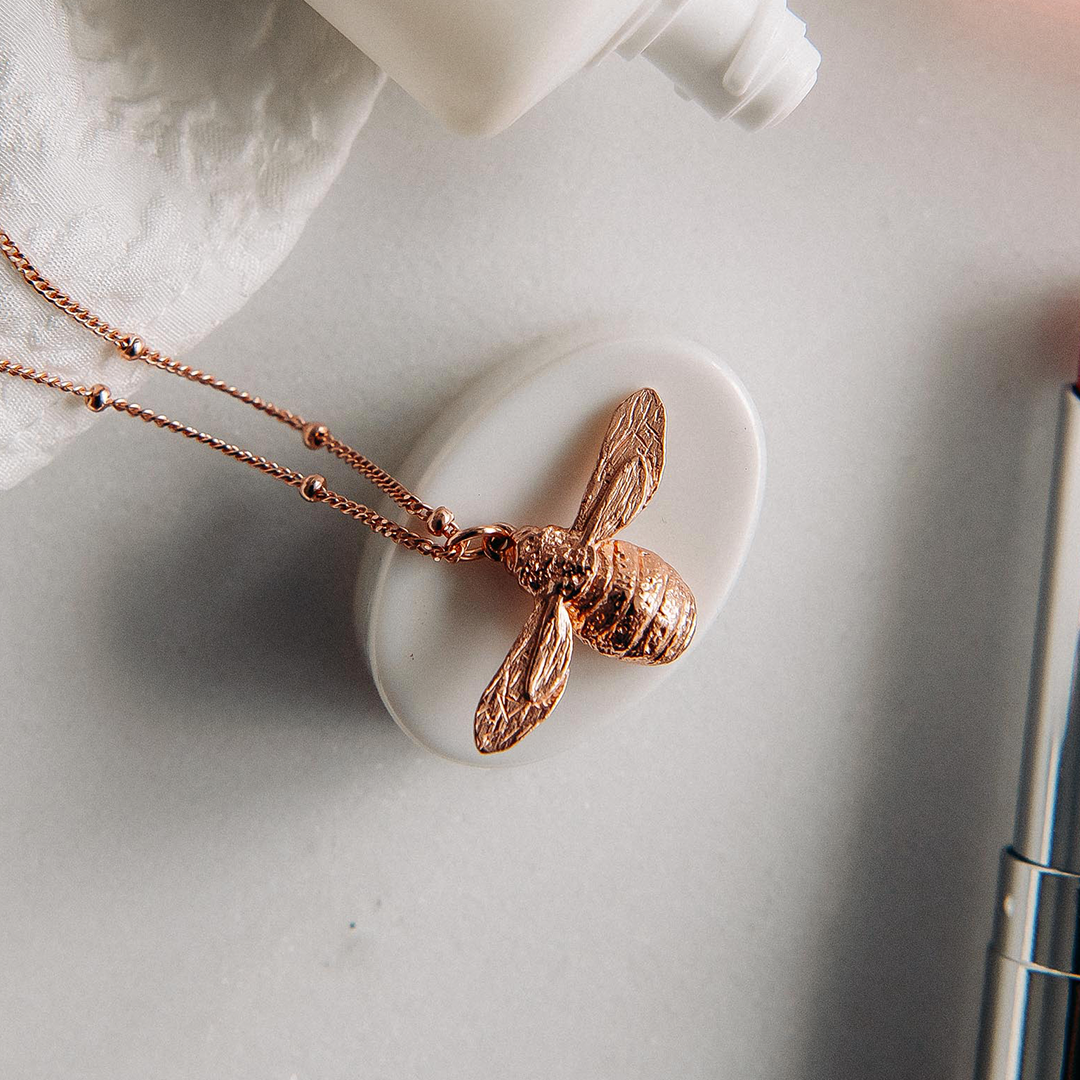 Larger Rose Gold Bumble Bee Necklace Ivy Rose London