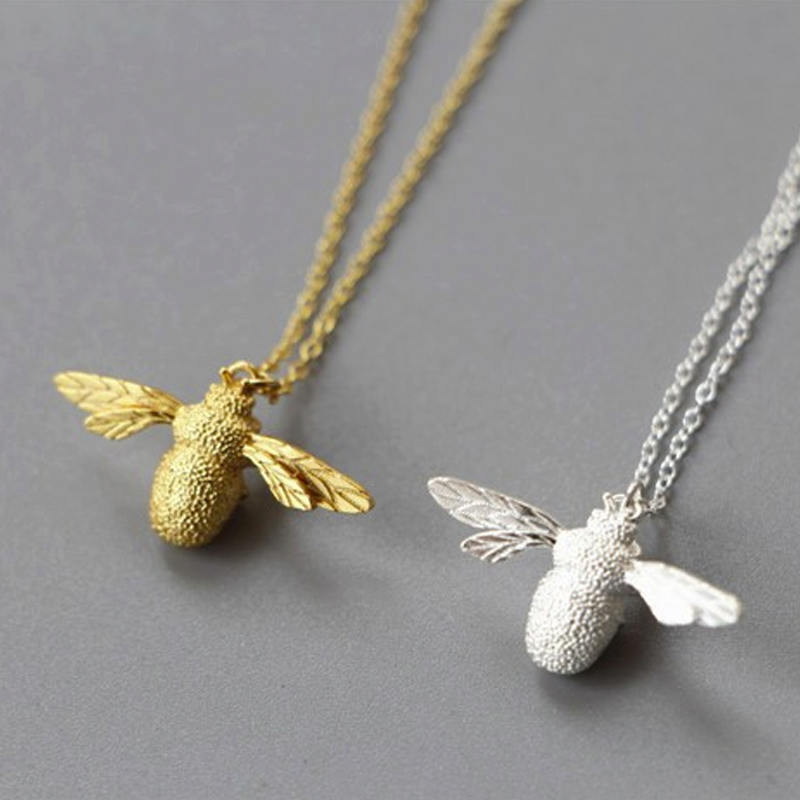 Gold Plated Bumble Bee Necklace by Philip Jones Jewellery