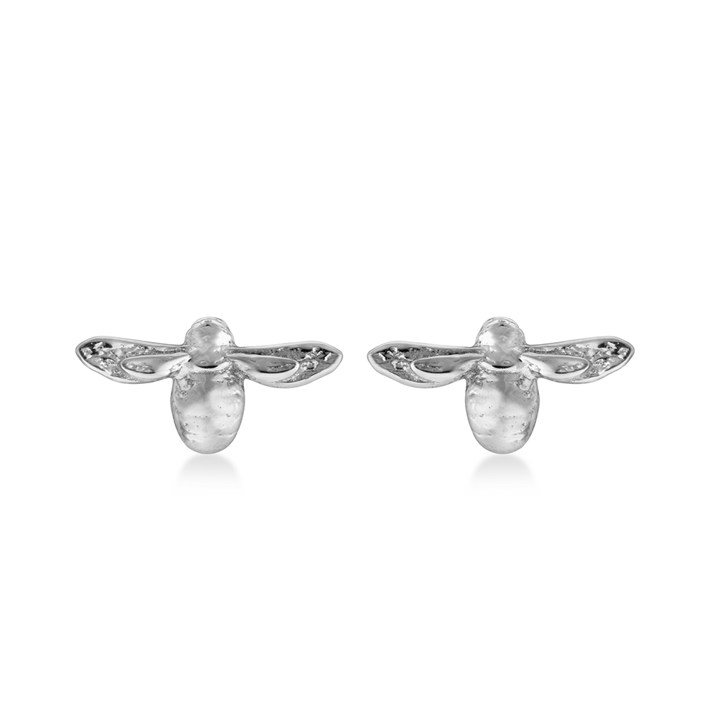 Bumble bee stud earrings - Silver
