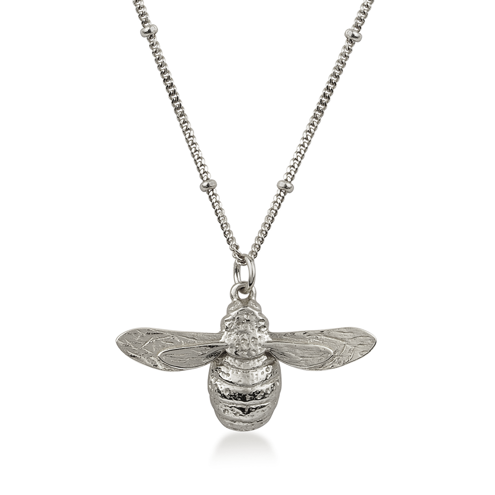 Larger Bumble Bee Necklace with Bobble Chain Sterling Silver