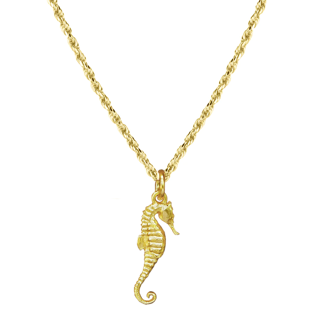 Seahorse Necklace with Aqua Crystals — Ocean Jewelry