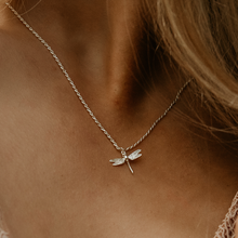 Dragonfly Necklace on Rope Chain Silver